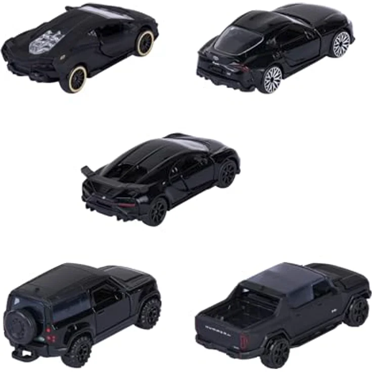 Majorette Auto-Set Black Edition, 5 schwarze Modellautos aus Metall mit Freilauf, Federung & zu öffnendem Teil, Spielzeugautos für Sammler und Kinder ab 3 Jahre, je 7,5 cm – Bild 4