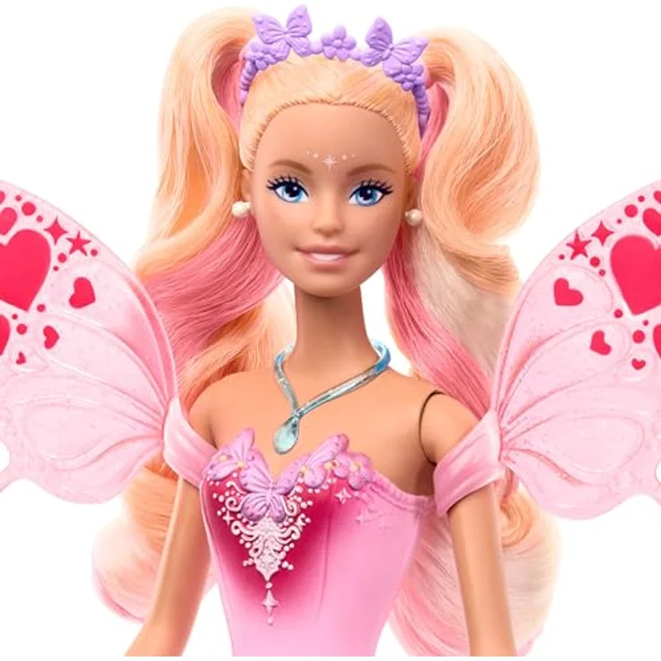 Barbie Anziehpuppe Barbie Fee mit Farbwechseleffekt, Magische Verwandlung von Rosa zu Rot – Bild 3