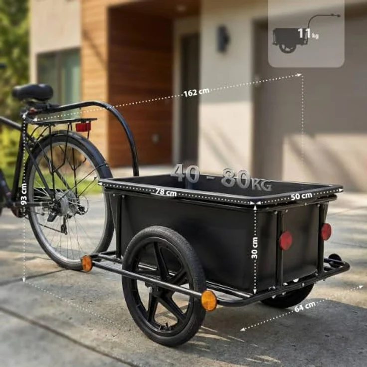 CLP Fahrradanhänger Haarlem, 2-in-1 Transportlösung mit Kupplung und wetterfester Plane bis 80 kg für 26-28 Zoll Fahrräder, schwarz – Bild 2