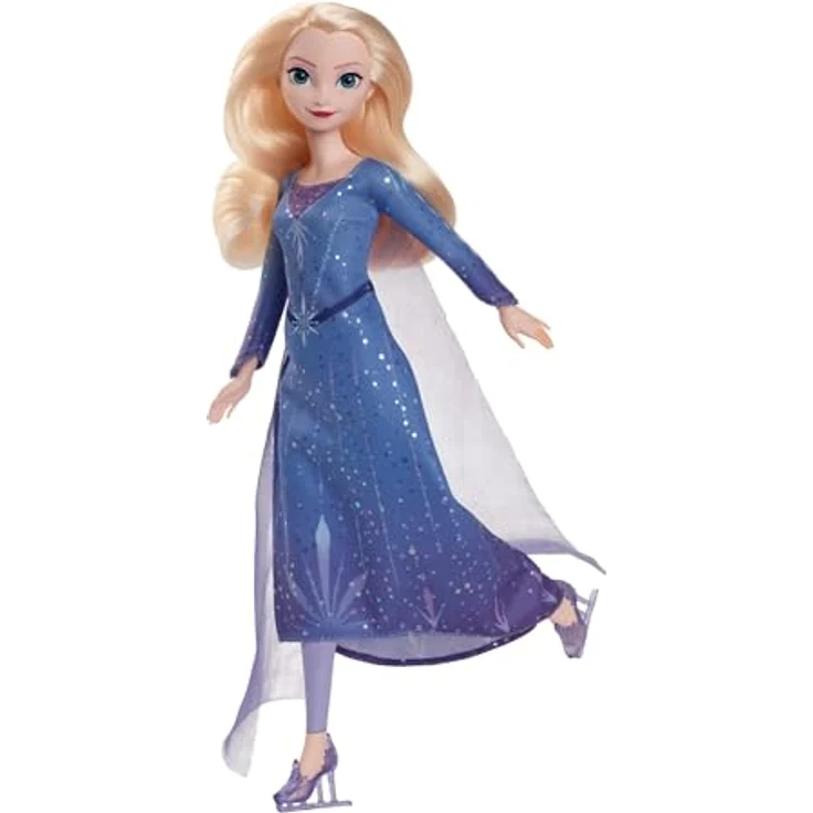 Mattel® Anziehpuppe Disney Die Eiskönigin, Eisläuferin Elsa, feierliches Outfit im Eis-Design, inkl. Schlittschuhen, glänzenden Schuhen, weiches kämmbares Haar – Bild 3