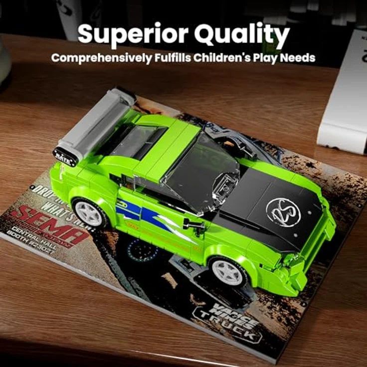 Mould King 27033 Technik Speed Champion Eclips Rennwagen, Klemmbausteine Modellauto mit Acryl Vitrine, 338 Teile – Bild 3