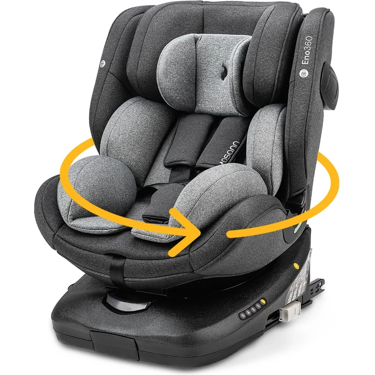Osann Autokindersitz Eno360 i-Size, 360° drehbarer Reboarder Kindersitz Isofix, ab Geburt bis 12 Jahre, Baby Autositz, grau – Bild 1