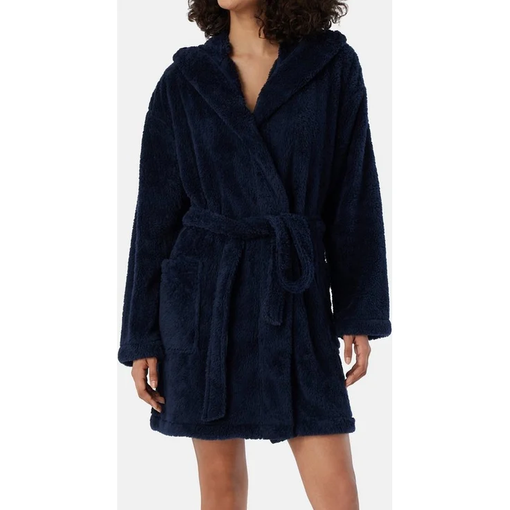 Schiesser Bademantel Teddy Fleece, Synthetik, Comfort Fit - mit 90 cm Länge, Damen, grau – Bild 1