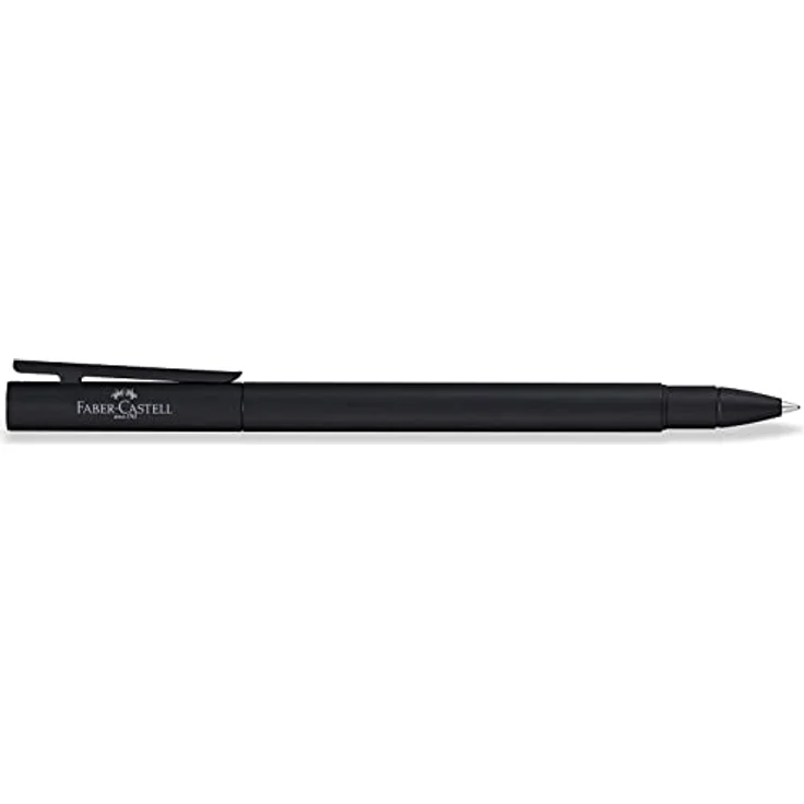Faber-Castell Neo Slim Metal, Kugelschreiber mit mattem Schwarz-Chrom-Schaft und federbelasteter Metallklammer, schwarz – Bild 4