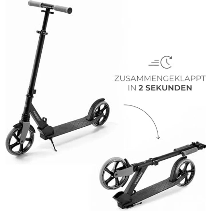Kinderkraft Freely Scooter, Klapprichtung bis 100 kg, höhenverstellbar, schwarze PP-Räder, ab 3 Jahren – Bild 4