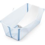 Stokke Flexi Bath (Ocean Blue) mit Newborn Support - Faltbare Babybadewanne für Neugeborene & Kinder bis 48 Monate, leicht zu transportieren & sicher im Gebrauch