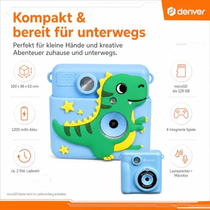 Denver KPC-1363, Kinderkamera mit 20 MP Fotoauflösung, integriertem Thermodrucker und Selfie-Objektiv, pink – Bild 6