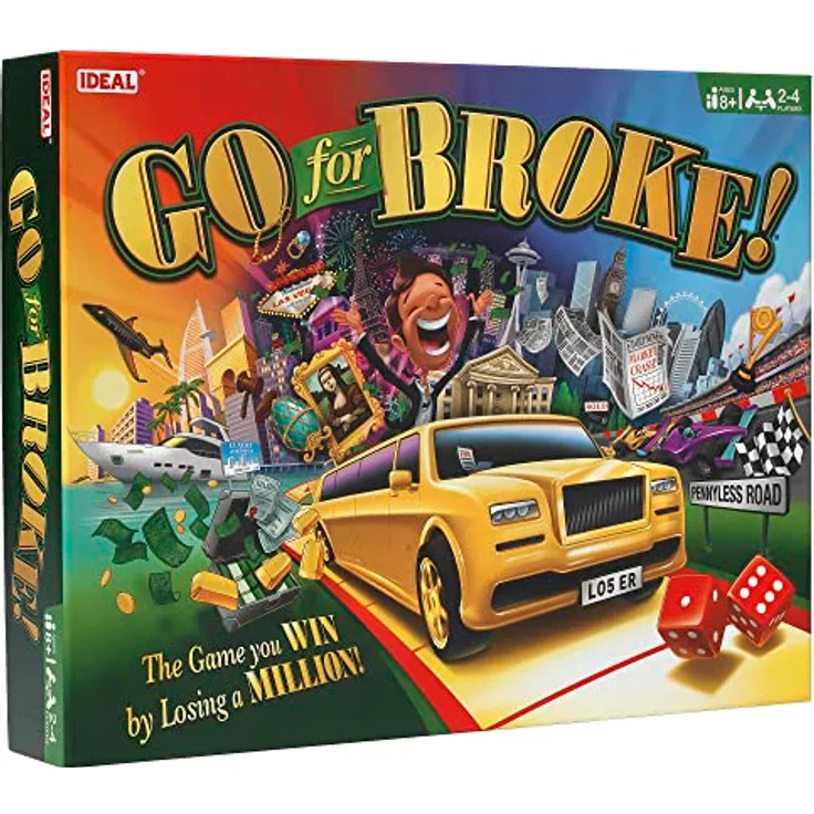 IDEAL Go for Broke: The Game You Win by Losing a Million!, Classic Games for 2-4 Players, Ages 8+