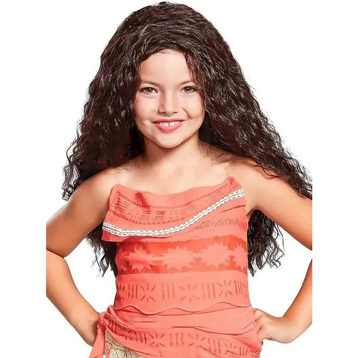 Rubie´s Disney's Vaiana Kinderperücke, langhaarige Pazifische Prinzessin in Kindergröße, dunkles Kunsthaar