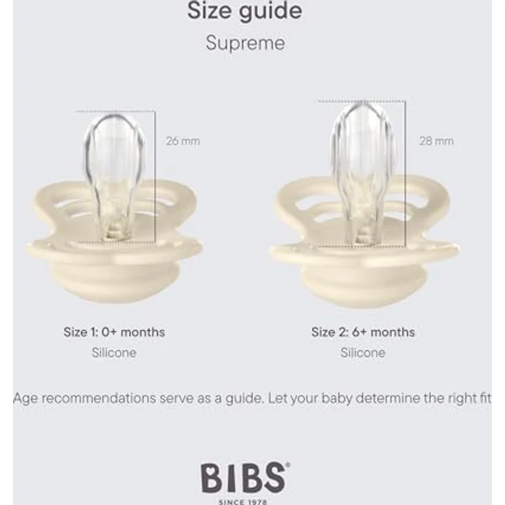 BIBS Supreme Schnuller 2er-Pack, BPA-frei, Symmetrischer Nippel. Silikon, Hergestellt in Dänemark. 6-18 Monate (2er Pack), Haze / Blossom – Bild 3