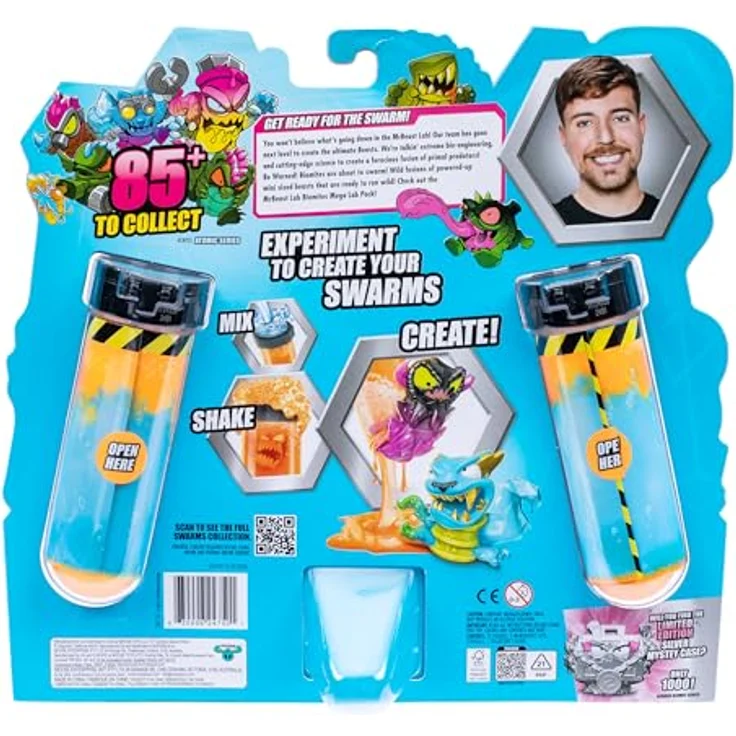 MRBEAST LAB MrBeast Lab Swarms Atomic-Serie Mega-Labor-Packung, Experiment mit 2/12 Mini-Monster-Sammelfiguren (2,5 cm), Wasser hinzufügen und Reagenzglas schütteln – Bild 5