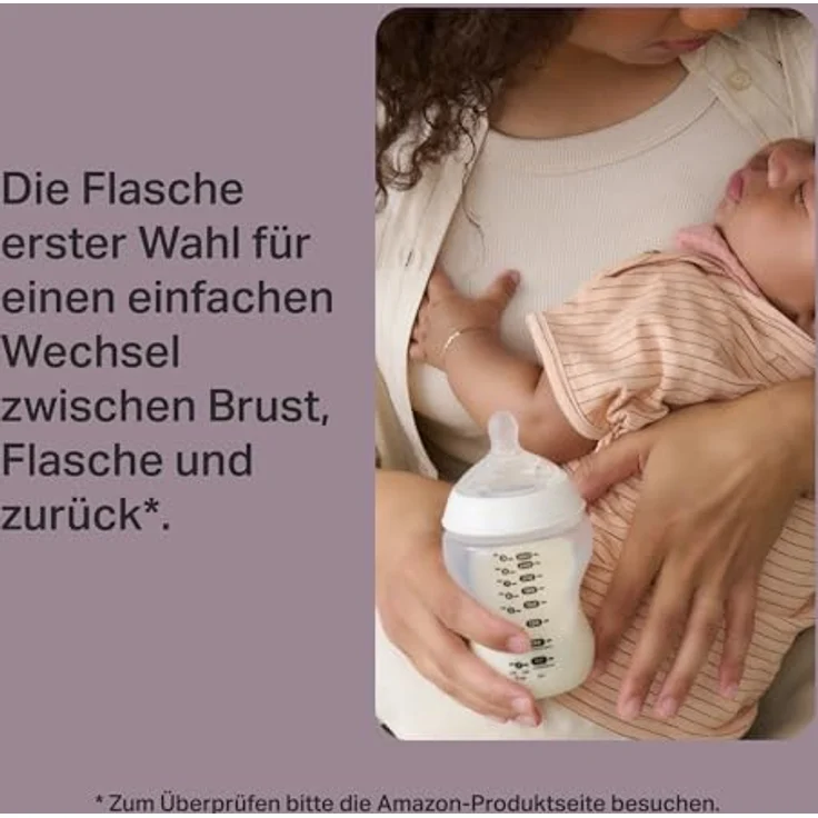 Tommee Tippee Closer to Nature Babyflaschen, Natürlich geformter Trinksauger mit Anti-Kolik-Ventil, 150 ml, 3er-Set, Mehrfarbig – Bild 3