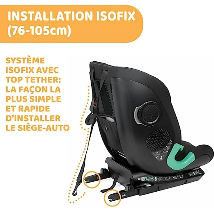 MySeat, Autositz, Einfach zu Installieren mit Isofix-System, Verwendung mit Integrierten Gurten mit Autogurten, Liegend, Höhenverstellbar, ECE R 129/03 - L Size Zugelassen, 76-150cm, ab 15 Monaten – Bild 5
