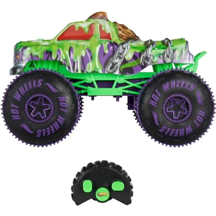 Hot Wheels Monster Trucks Wreckin‘ Wolf, ferngesteuertes Spielzeug im Maßstab 1:15 mit Offroad-Reifen und stuntfähigen Hinterrädern, für Kinder ab 4 Jahren – Bild 4