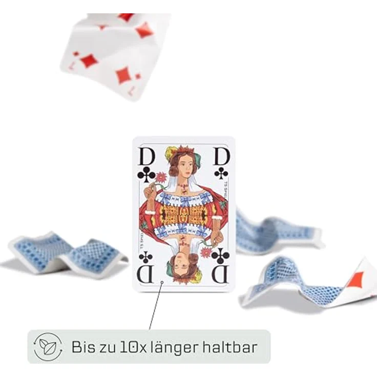 TS Spielkarten Romme Kartenspiel mit extra großen Eckzeichen, Original Leinen, französisches Bild für Senioren, 2 x 52 Karten + 2 Joker + Ersatzkarte – Bild 5