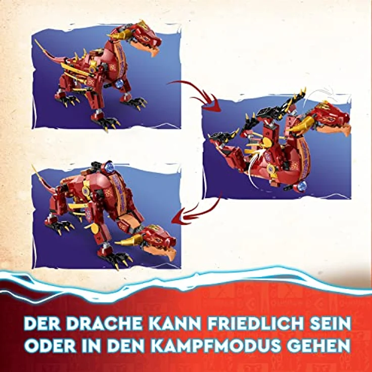LEGO 71793 NINJAGO Wyldfires Lavadrache Fabelwesen verwandlungsfähiges Spielzeug, Drachen-Serie Set mit Einer Drachenfigur und Kai & Lloyd Minifiguren – Bild 3