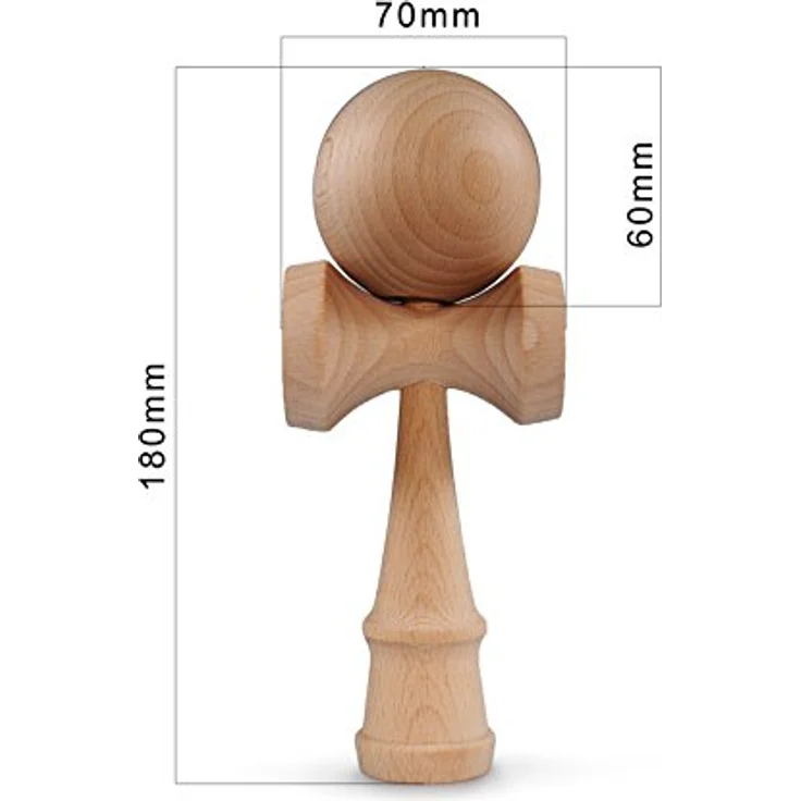 Ganzoo Kendama, Original Japanisches Traditionsspiel aus Buchenholz, Geschicklichkeitstraining mit Kugel und Fangteller, türkis Flash + Holz – Bild 2