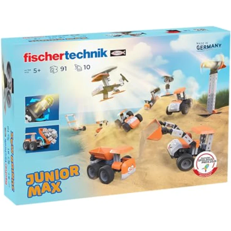 fischertechnik Junior Max 576101, Solar-Konstruktionsspielzeug mit 10 Modellen zum Bauen & Entdecken, ab 5 Jahren, orange – Bild 1