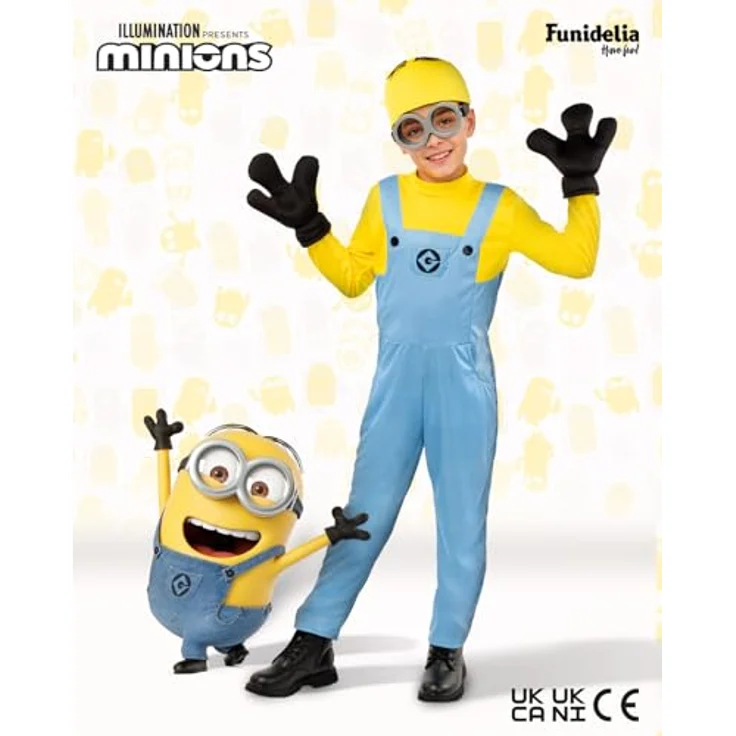 Funidelia Offizielles Minions Dave Kostüm für Kinder, Gelb, mit Mütze, Brille und Overall, Größe 5-6 Jahre für Partys, Karneval und Halloween – Bild 4