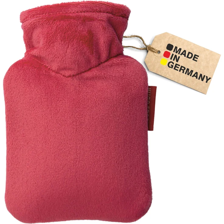 Hugo Frosch Mini-Wärmflasche 0,2 l mit Veloursbezug, Made in Germany, grau – Bild 1