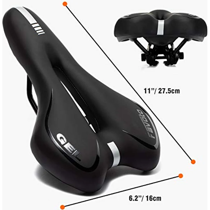 Favoto Fahrradsattel Universal Gel MTB Sattel Fahrradsitz Hohl Ergonomisch Tourensattel Atmungsaktiv für Herren Damen Rennrad Mountainbike mit Sitzbezug Schraubenschlüssel 2 Reflektierende Bänder – Bild 3