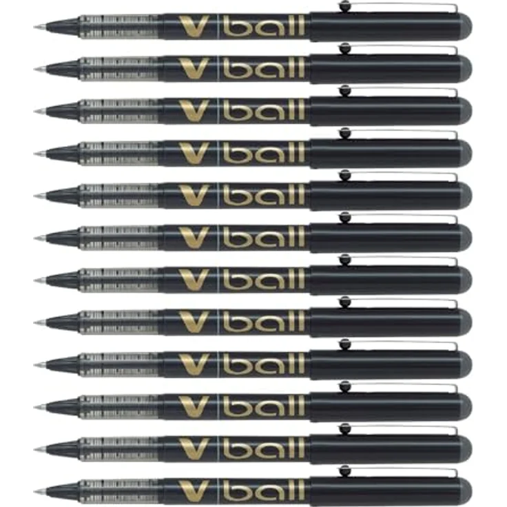 Pilot Vball 7 Liquid Ink Rollerball, 0.7 mm Nadelspitze, Box mit 12 Stiften, schwarz – Bild 2