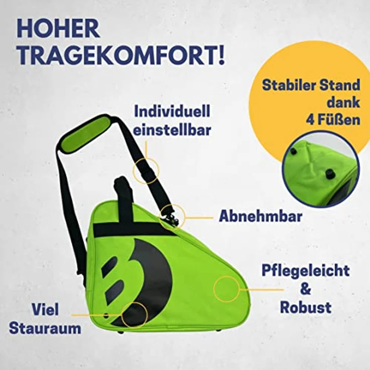 Best Sporting Sporttasche Transporttasche für Inlineskates und Schlittschuhe, verstellbarer Trageriemen, attraktives Design mit weißen Paspeln, 100% Polyester, Maße: 41 x 31 x 22 cm, schwarz – Bild 4
