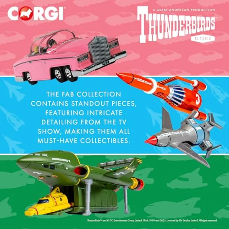 Corgi Thunderbirds F.A.B. Sammlung, FAB 1 Modellfahrzeug aus Druckguss, nostalgische Nachbildung – Bild 5