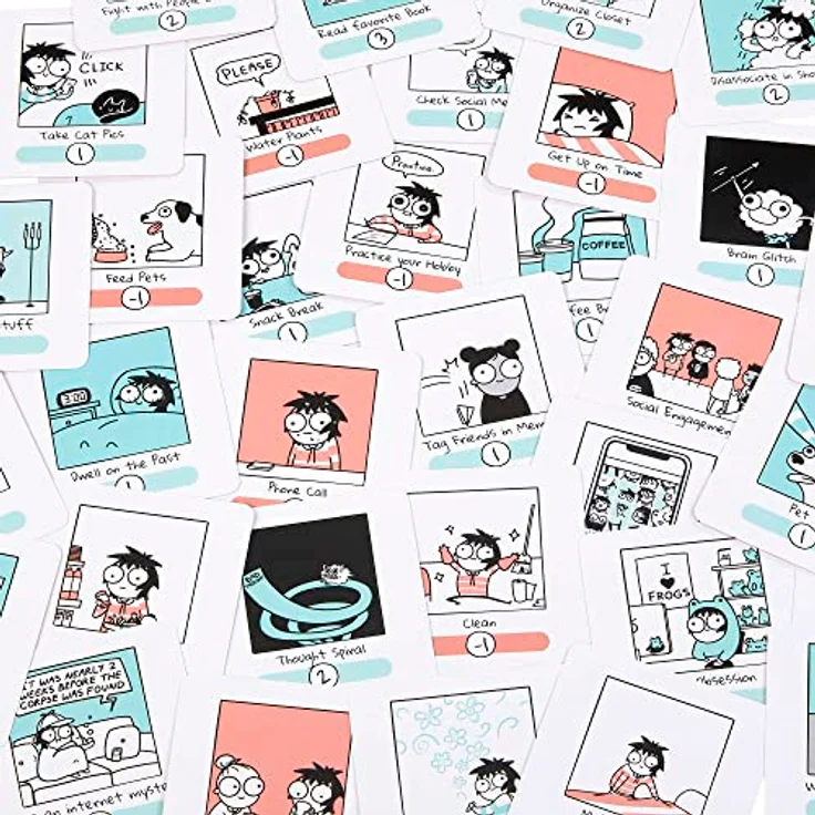 Future Me Problems - Sarah's Scribbles Kartenspiel mit 2 Kartendecks, 2 bis 4 Spieler, perfekt für Familienspiele, Spielzeug für Kinder, 7 Jahre, HPH14 – Bild 4