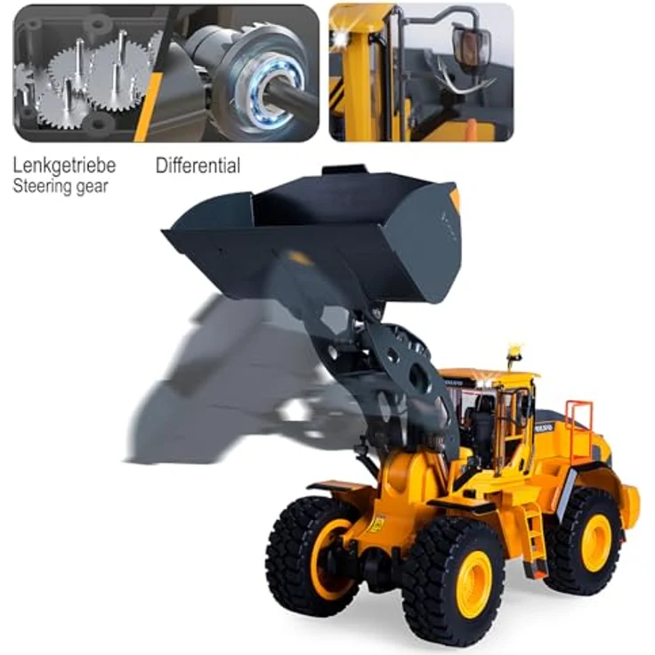Orange Radlader Volvo L260H, Metal Modell 1:14 mit 2,4GHz Fernsteuerung, 1200 mAh Akku – Bild 5