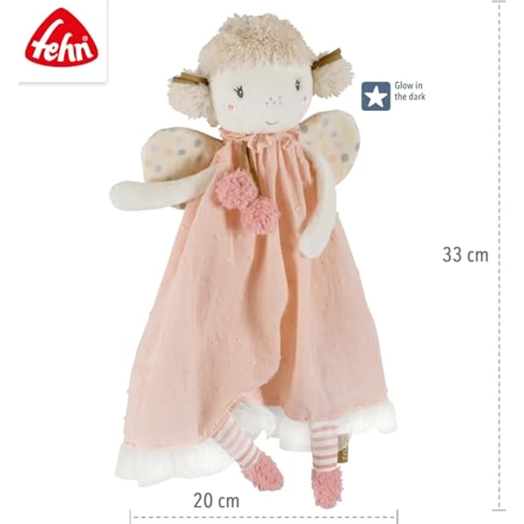 Fehn Schmusetuch Fee – Spielkameradin, Einschlafhilfe & Schnuffeltuch in einem, zum Knuddeln, Greifen & Liebhaben – für Babys und Kleinkinder ab 0+ Monaten, zauberhafte Fee in verschiedenen Materialien - rosa – Bild 4