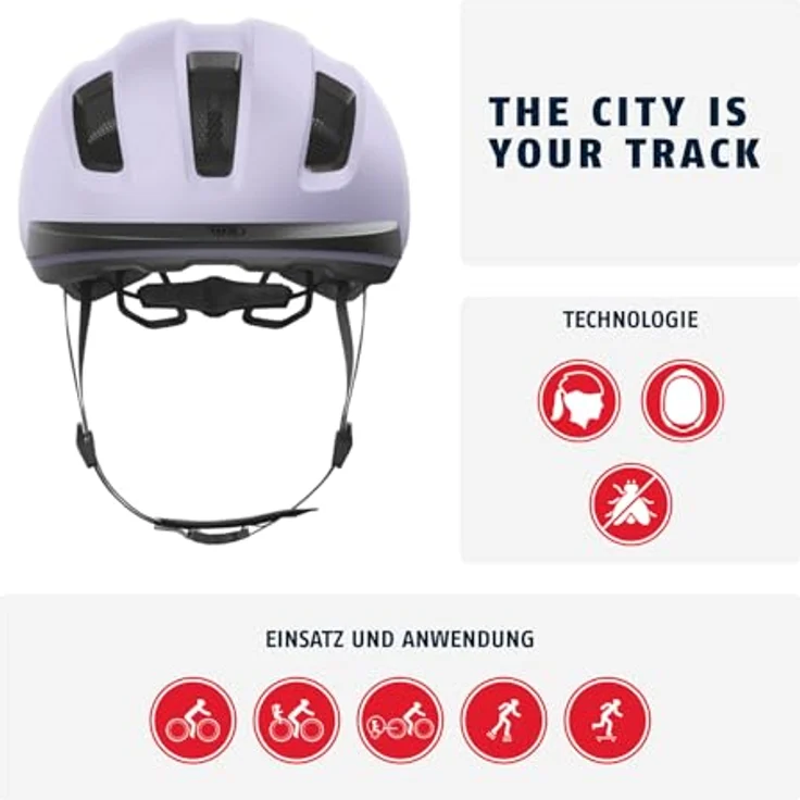 ABUS Fahrradhelm Purl-Y – NTA-zertifizierter Schutzhelm für E-Bike und S-Pedelec – Lavendel (Light Lavender), Größe L – Bild 2