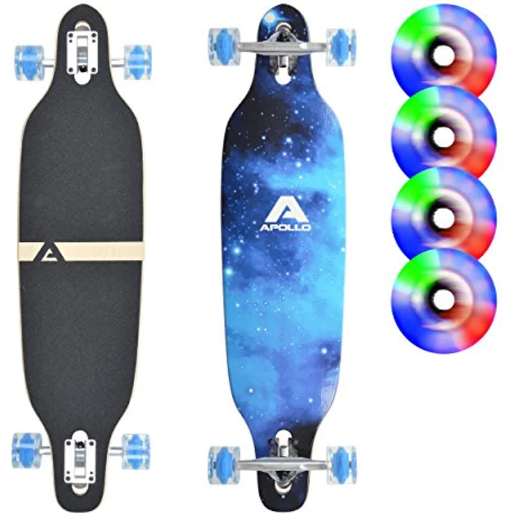 Apollo Longboard BlueSky, Komplettboard, Twin-Tip Drop-Through Freeride Cruiser Board – Bild 1