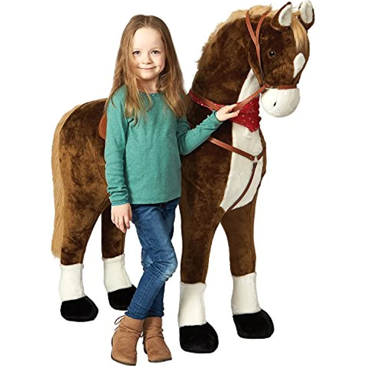 Pink Papaya Giant XXL Kinder Spielpferd zum Reiten Max 125 cm | Plüschpferd | Fast lebensgroßes Pferd zum Reiten für Kinder | Stehpferd bis 100kg belastbar mit Sounds – Bild 2