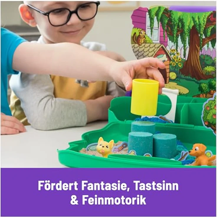 Spin Master Kreativset Kinetic Sand Hunde Park Koffer 680 g, mit 3 interaktiven Hunden und gestaltbarem Park – Bild 5