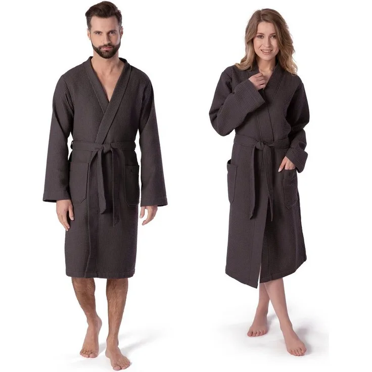 Möve Kimono Homewear, Bademantel ideal für Sauna & Spa, Piqué, Kurzform, Unisex, maritime Farben