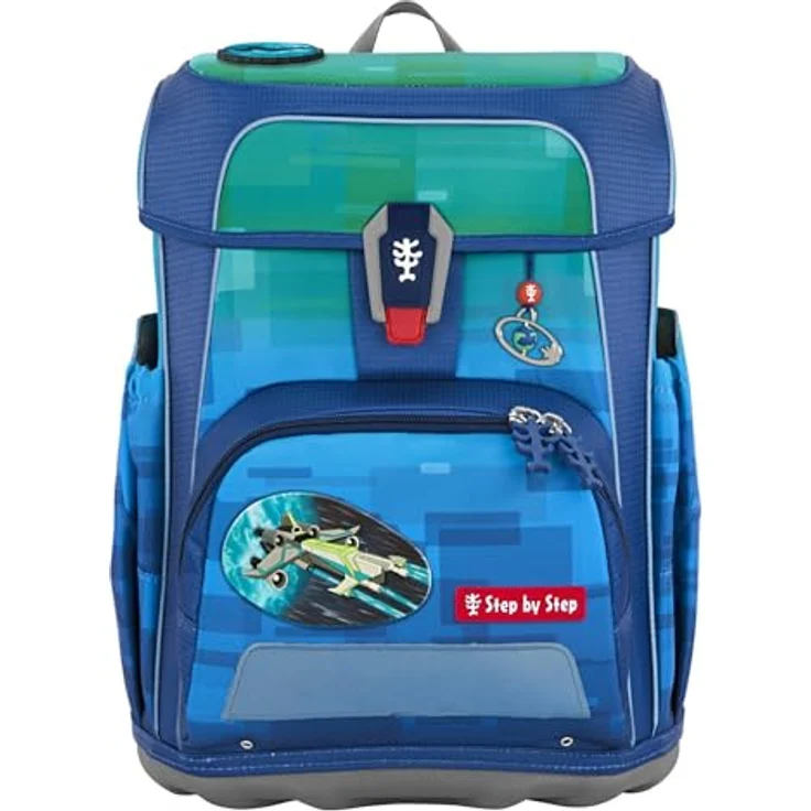 Step by Step Schulranzen-Set Cloud Ocean Space Craft Spike, 5-teilig, gelb-blau, ergonomischer Tornister mit Reflektoren, höhenverstellbar, Hüftgurt, 19l – Bild 2