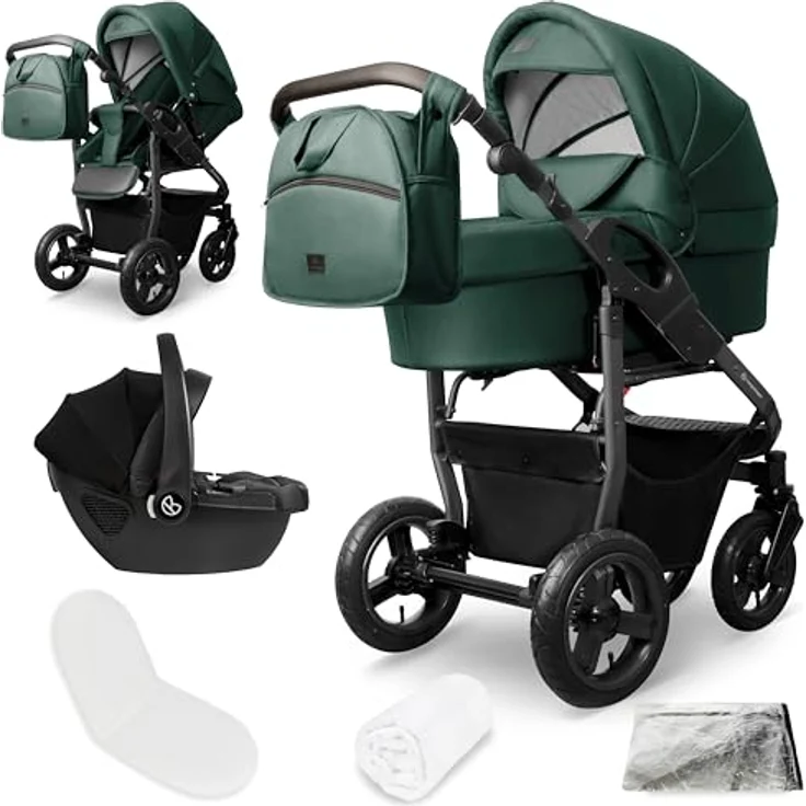 Bergsteiger Capri Kombikinderwagen 3-in-1, Babywanne, Sportsitz & i-Size Babyschale, Luftreifen, Federung, höhenverstellbarer Griff, faltbar, Zubehör – Bild 1