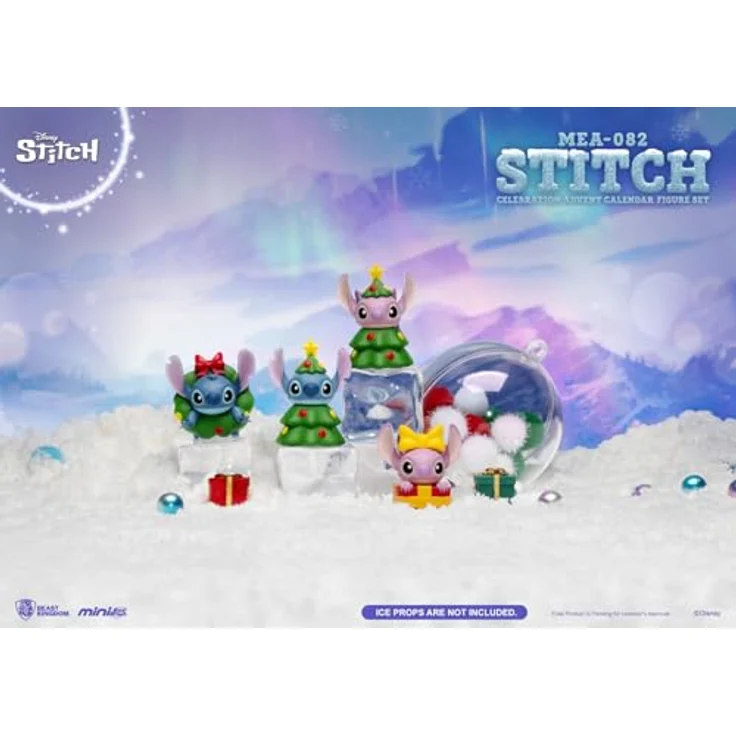 Beast Kingdom Toys Adventskalender Disney Stitch Adventskalender CELEBRATION FIGURE SET, Weihnachts-Countdown mit festlichen Mini Egg Attack-Sammelfiguren – Bild 5