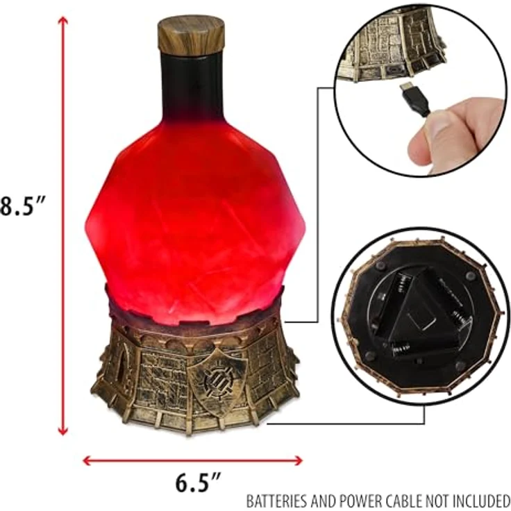 ENHANCE Zaubertranklicht mit Wirbelndem Mystischem Gebräu - Leuchtender Rot Elixier-Kelch für Tischspiele, 21.5 x 16.5 x 16.5 CM, USB-C/Batteriebetrieb – Bild 3