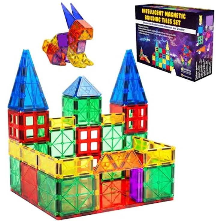 Desire Deluxe Magnetbaukästen, Lernspielzeug für Kinder ab 3 Jahren, XXL Set mit 47 Teilen, extra starke Magnetsteine, ungiftiges Material