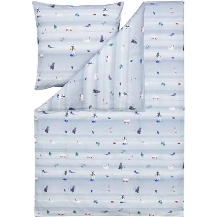 ESTELLA Bettwäsche Arktis Kuschelflanell 155x220 + 80x80 Taube warme Winterbettwäsche trocknerfest pflegeleicht 100% Baumwolle – Bild 1