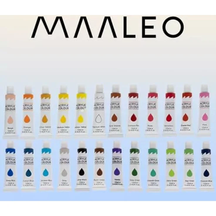 MAALEO Acrylfarben-Set 24 Tuben, je 12ml, ungiftige Malfarben für Kinder und Künstler, vielseitige Farbpalette – Bild 3