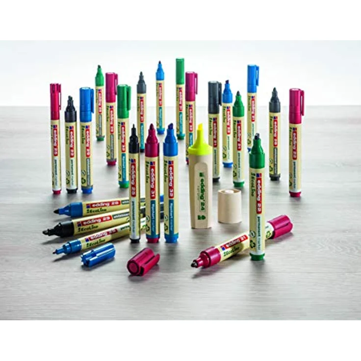 edding 21 Ecoline Permanentmarker - rot - 1 Stift - Rund-Spitze 1,5-3 mm - schnell trocknender Permanent Marker - wasserfest, wischfest - für Karton, Kunststoff, Holz, Metall - Universalmarker – Bild 5