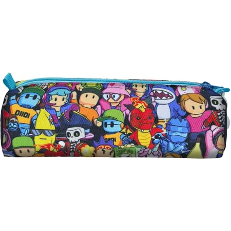 Wisam Federmäppchen Stumble Guys, zylindrisches Etui für Schule, Freizeit und Studium, mehrfarbig, 22 × 8 × 11 cm, mit Figuren-Reißverschluss – Bild 2