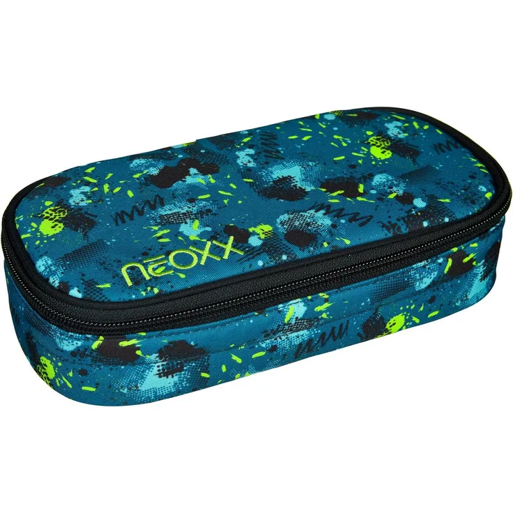 neoxx Schreibgeräteetui Schlamperbox, Jump, Petrol Extreme, teilweise aus recyceltem Material