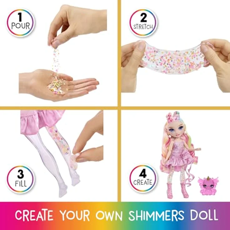 Rainbow High Anziehpuppe Rainbow Shimmers, Fashion Doll Bella mit durchsichtigen Beinen und Glitzer-Schleim, pink – Bild 4