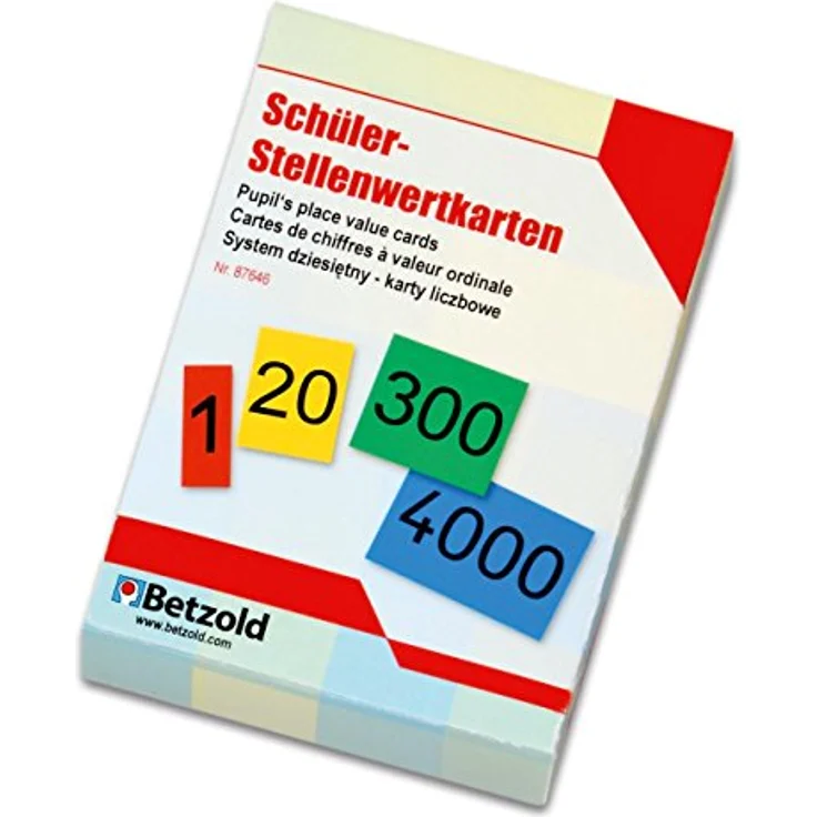 Betzold Stellenwertkarten aus Karton, Lernspielzeug für Zahlenraum bis 1000, 40 Karten in verschiedenen Farben – Bild 1
