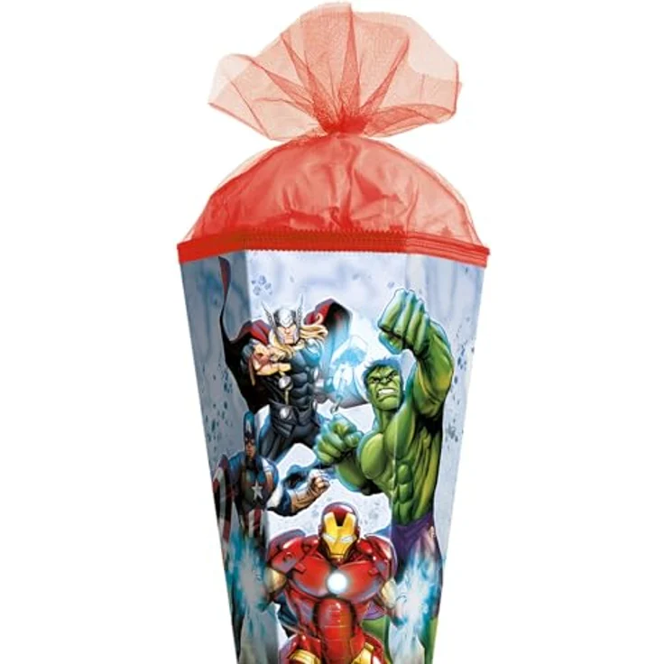 ROTH Schultüte groß Marvel Avengers 85 cm, 6-eckig mit Tüllverschluss und ROT(H)-Spitze - Zuckertüte mit Thor, Iron Man, Hulk, Captain America – Bild 2