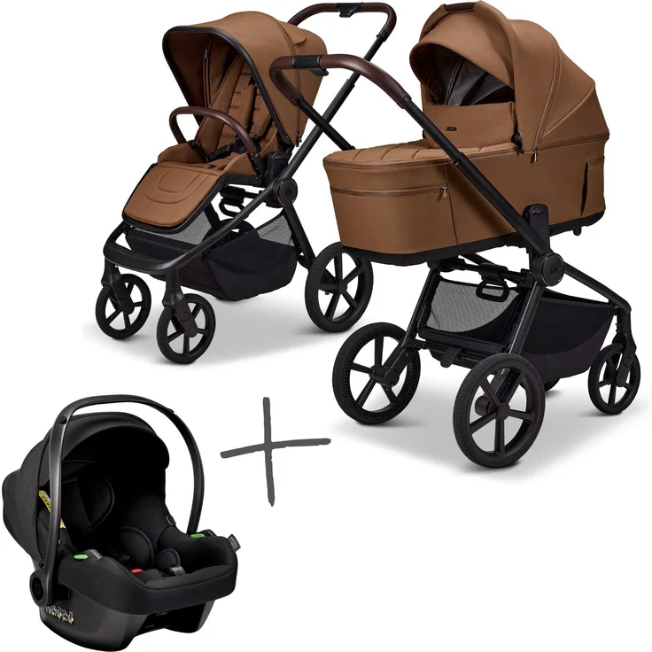 Moon Resea FOLD SET Kombi-Kinderwagen cognac, inkl. Cosmo 2.0 Babyschale, faltbar mit Babywanne und E-TPU-Rädern